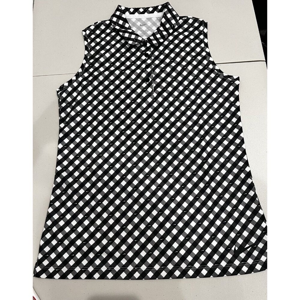 NIKE Women's Sz S Dri-FIT Victory Sleeveless Printed Golf Polo Shirt